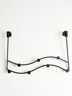 Black Over-Door Hanging Hook Rack -Minimal Wave Design